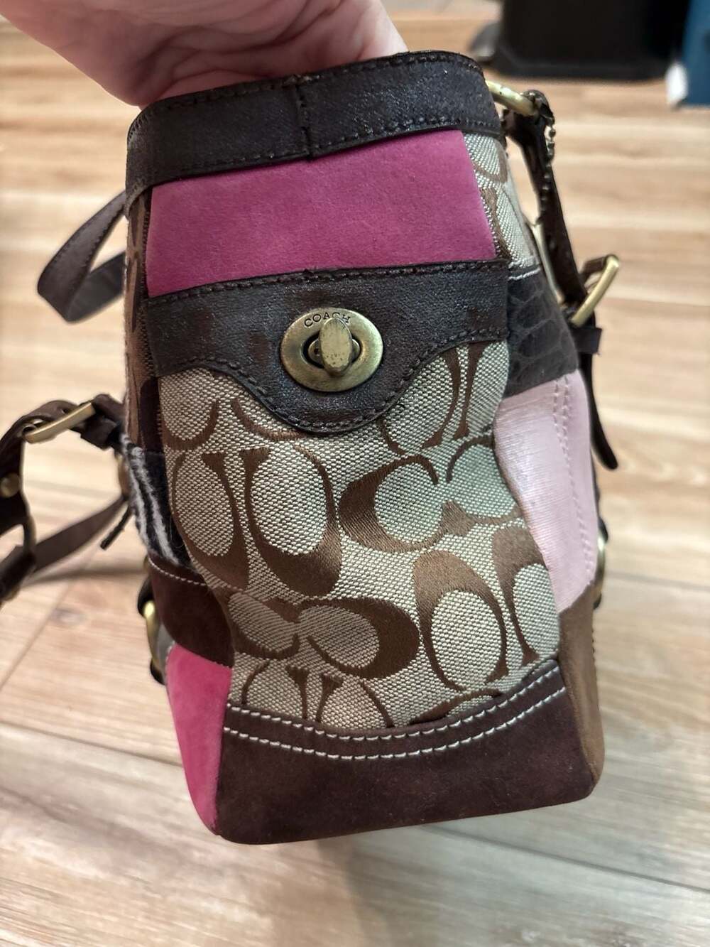 Coach Signature Multicolor Suede and Leather Patchwork Tote RESTORED - Picture 5 of 12